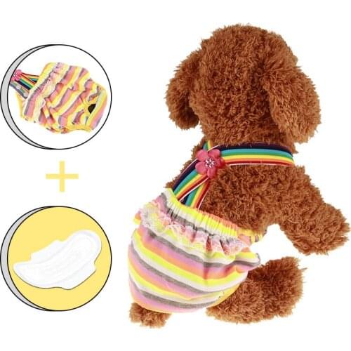 Colorful Breathable Safety Dogs Physical Pant Dog Rainbow Fashion Underwear Pet Dog Panties Flower Puppy Shorts Dog Diapers