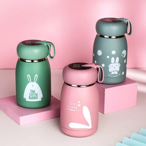 350ml Cute Smart Thermos Bottle Coffee Cup Temperature Display Stainless Steel Water Bottle for Girl Boy Portable Vacuum Flasks