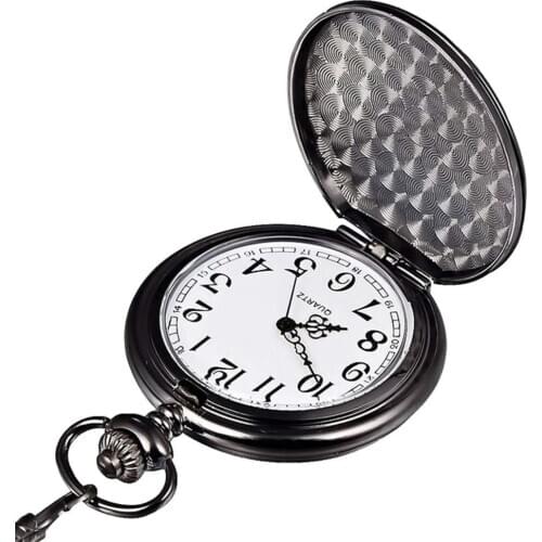 Fashion Letters Print Arabic Numbers Round Dial Pocket Watch Fathers Day Gift