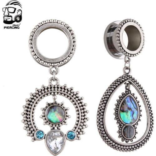 Fashion Helix Dangle Ear Plugs Piercing Body Jewelry Stainless Steel Ear Gauges Tunnels Expander