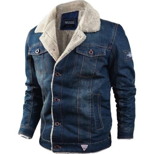 2020 Mens Winter Thick Fleece Denim Jackets Chest Pockets Rodeo Lined Fashion Mens Jeans Jacket Thicken Warm Winter Outwear Male