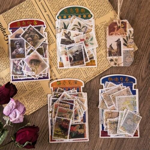 40 pcs Annes mailbox series Decorative Retro stamp gilding Stickers Scrapbooking diy Stick Label Diary Stationery Album Sticker