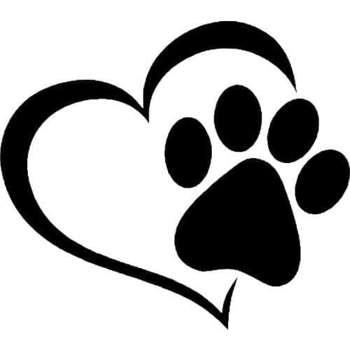 14.1*12.4CM Love The Dog Paw Print Window Decoration Decal Creative Motorcycle Car Stickers Black/Silver S1-0005