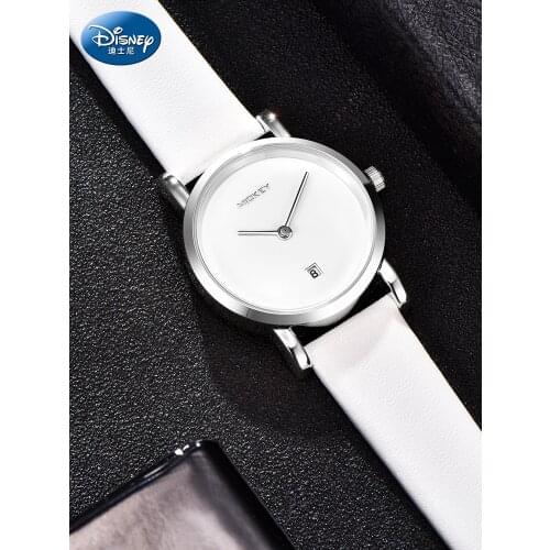 Disney Original Women Simple Fashion Casual Quartz Girl WristWatches Youth Student Teenage Waterproof Trend White Ladies Clock
