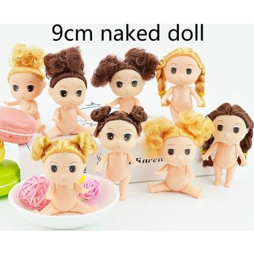 Birthday Present for Kids Diy Cake Decoration 9cm Doll for Mini Ddung Dolls with Brown Bun Hair Baking Mold Dolls Girl Toys Gift