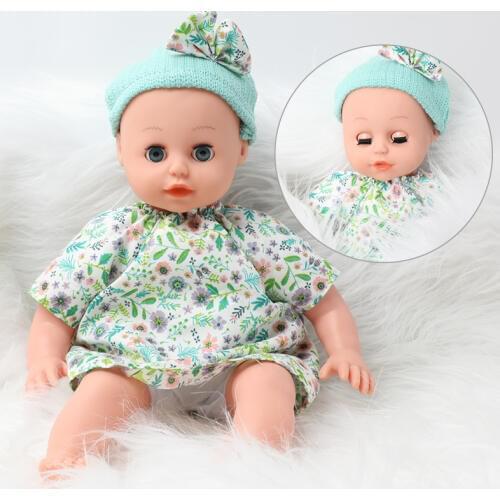 36 cm simulation sound bebe reborn doll 14 inch Realistic Silicone newborn Baby dress milk bottle set for toys children gifts