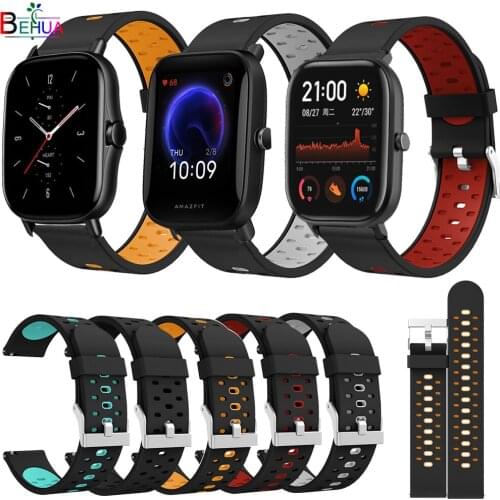 Silicone Sports WatchBand For Xiaomi Huami Amazfit GTS 2 2e / Amazfit Bip U / Bip S WatchStrap Bracelet bands For Garmin venu sq