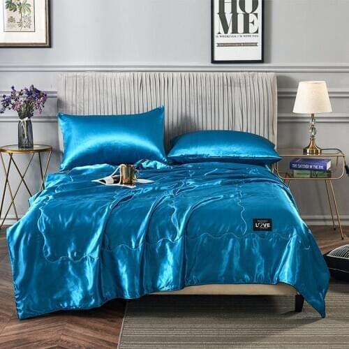 Luxury Summer satin silk Comforter 2020 New Blanket Quilt Duvet Washable Ice soft Silk Air Conditioning Comforter Quilt Blanket
