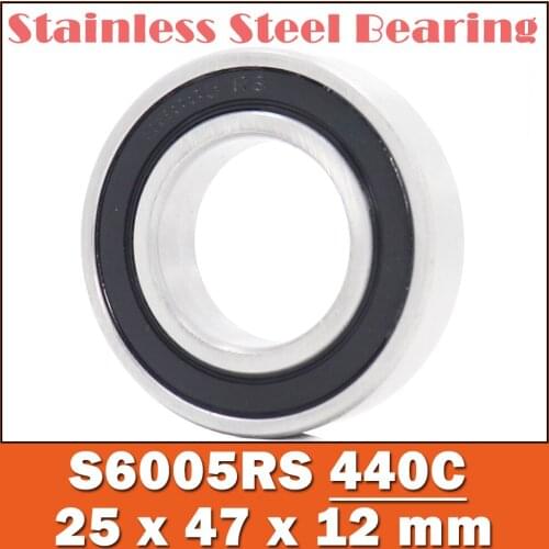 5PCS S6005RS Bearing 25*47*12 mm ABEC-3 440C Stainless Steel S 6005RS Ball Bearings 6005 Stainless Steel Ball Bearing