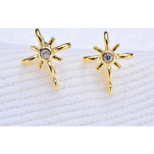 S925 Needle Copper Stud Earring Handmade DIY Pendant Earrings for Women Accessories Fashion Jewelry Korean Zircon Stars Earrings