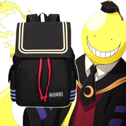 Anime Assassination Classroom Korosensei Cartoon School Bags Backpack Canvas Student Unisex Drawstring Large Capacity Mochila