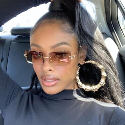 2021 Rimless Trim Sunglasses Square Fashion Popular Women Men Shades Sunglasses For Female Summer Traveling