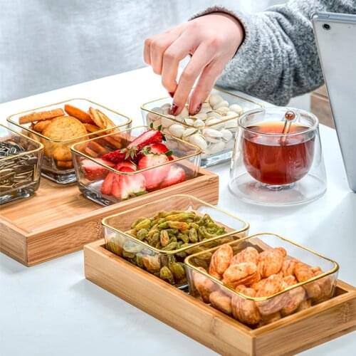 Modern Living Room Snack Bowl Glass Double Layers Snack Storage Box Bowl Lazy Fruit Plate Bowl Dishes