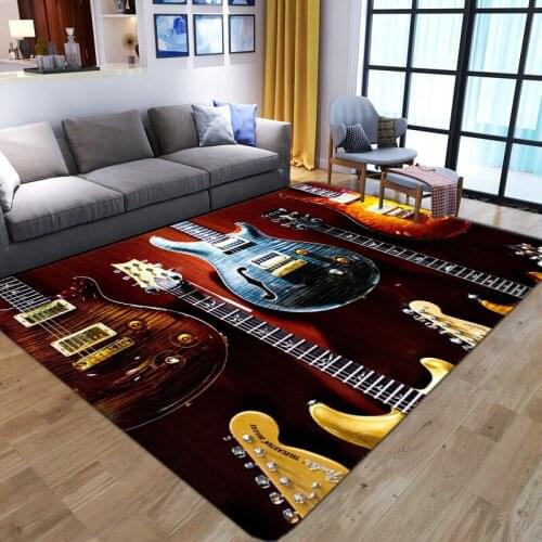 Modern Carpets bedside floor Mat Bedroom Door mat 3D colour Guitar printed Home Decor boys room bedside non-slip rug Living Room