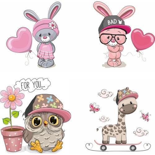 ZOTOONE Cartoon Animals Cat Dog Heat Transfer Frog Deer Elephant Iron-On Transfers Thermal Stickers On Clothes For Kids T-shirt