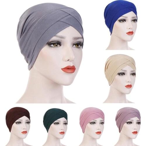 Women Muslim Hijab Turban Hat Cap Bandana Cross Headwrap Headband Headscarf velvet scarf ободок женский fast shipments 2020