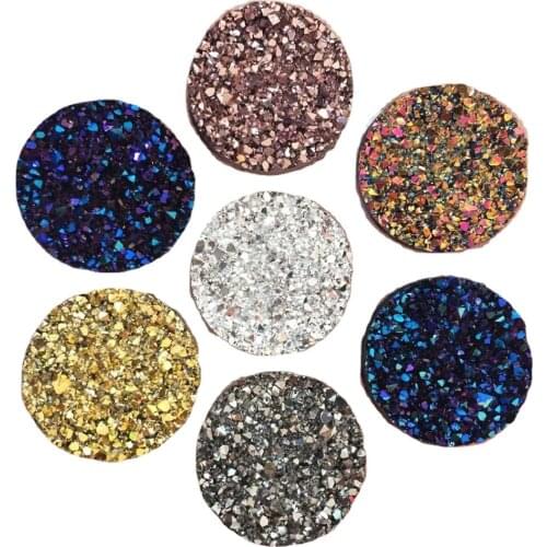 Bling AB Resin 25mm Round Ore Irregular Surface Flatback Rhinestone Buttons Appliques Ornaments DIY Wedding Scrapbook Craft L18