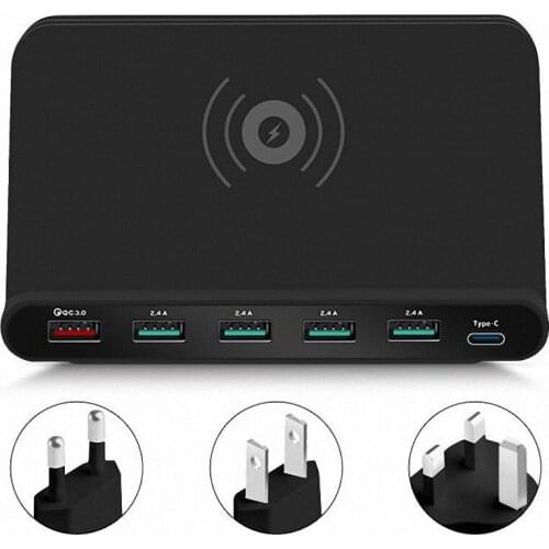 Universal Qi Fast Wireless Charger 5 Port USB Cargador Inalambrico Quick Charge 3.0 Chargeur For Iphone Samsung Xiaomi Movil