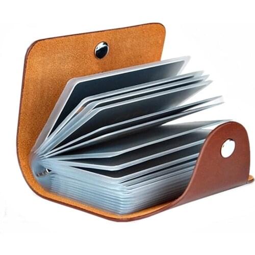 7 Colors Vintage Leather 24 Bits Card Holder Men Women Short ID Credit Card Holder Coin Purse Case Wallet Rfid Blocking Protecti