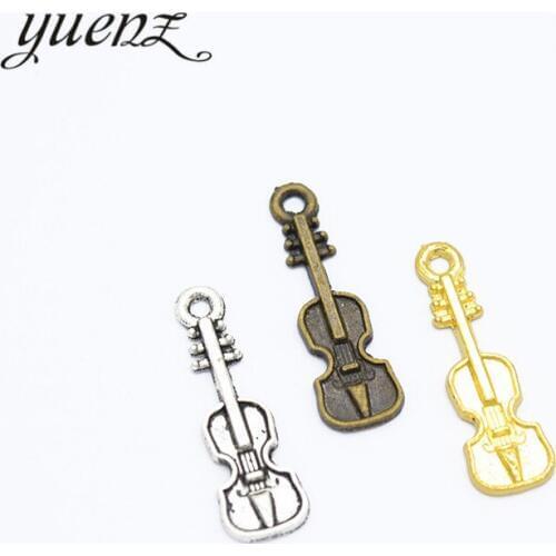 YuenZ 30pcs 3 colour Antique silver Plated Charms guitar Pendants for Jewelry Making DIY Handmad 24*7mm P129