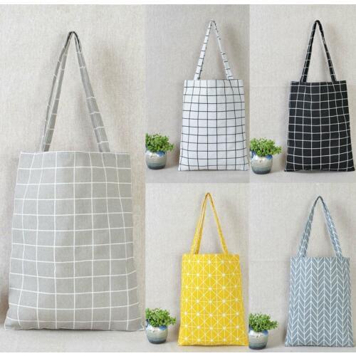 Womens Canvas Shopping Bag Tote Shoulder Large Shopping Bag Handbag Women Linen Cotton Shopping Shoulder Fashion--Bag