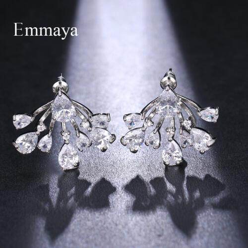 Emmaya Creative Silver Plated Hanging Waterdrop Zirconia Spread Ear Studs For Women Elegant Ornament In Fashionable Dinner