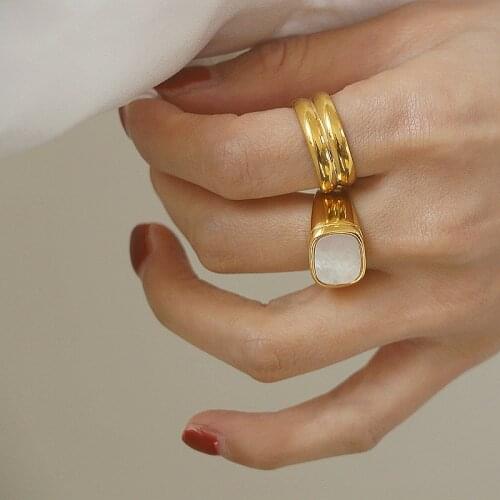 Timeless Wonder Stunning Geo Shell Band Statement Rings Women Titanium Jewelry Punk Designer Top Ins Classy Luxury Mix Emo 6244