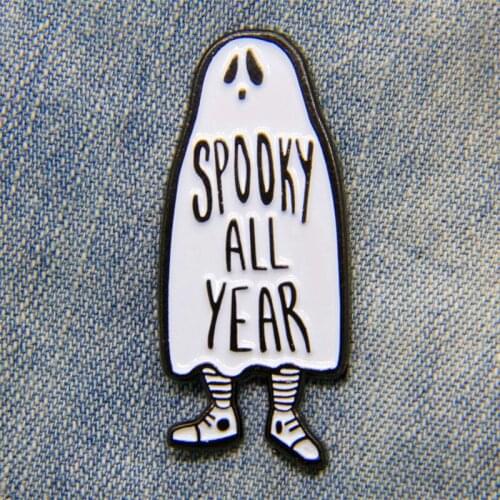 Ghost Spooky All Year Enamel Brooch Pin Backpack Hat Bag Collar Lapel Pins Badges Women Mens Fashion Jewelry Accessories