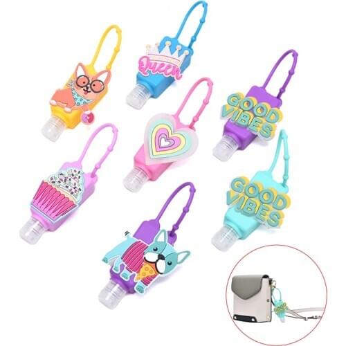 1pcs Silicone Hand Sanitzer Holder Key Chain Key Hook Hand Sanitizer Dispensing Portable Hang Dispenser 30ml Distributor