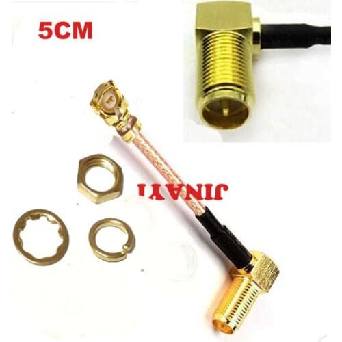 100pcs 5cm Right Angle RP SMA RP-SMA Female to IPX U.fl IPEX Connector RG178 Pigtail Extension Cable