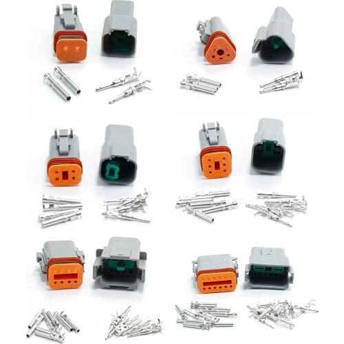 2Sets DT Auto Electrical Connector 2P 3P 4P 6P 8P 12P Waterproof Socket With Male Female Butt Plug Terminal Car Motor 22-16AWG