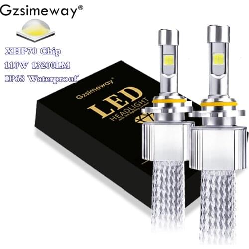 2PCS Car Fanless H4 LED Headlight Kit H16(JP) D2H xhp70 6000K 110W 13200LM bulbs H7 H8 H9 H11 9005 9006 9012 h13 auto fog lamp