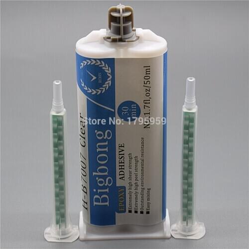 50ml AB Glues Epoxy Resin Adhesives Glue 1:1 Strong Adhesive and 2pc Mixing Nozzles for Wood Glass Plastic Metal Ceramic Bonding