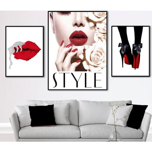 Diamond painting girl perfume flower lipstick high heels wall art nordic rhinestone embroidery mosaic picture for fashion shop