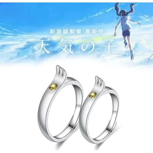 Anime Weathering With You Tenki No Ko Ring Amano Hina Adjustable Finger Rings for Women Men Couple Jewelry