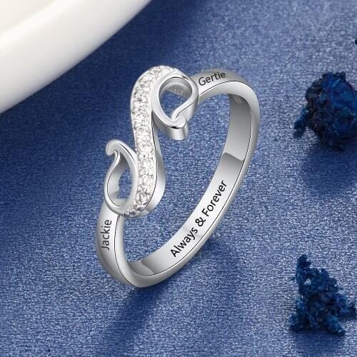 Free Engraving Bling Cubic Zirconia Wedding Band Rings for Women Custom Love Info Name Rings Promise Jewelry Love Alliance Gift