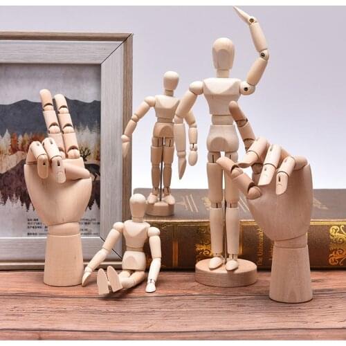 Wooden Hand Man Wood Drawing Mannequin Modle Artist Limbs Human Male Miniatures Figurines Decoration Crafts