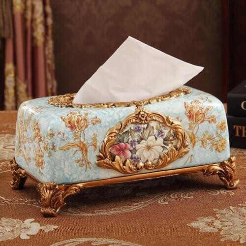 European-style Tissue Box Luxury Home Decoration Resin Napkin Box Creative Tray Christmas decoration Seat Type Roll Storage Pap