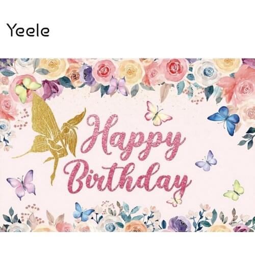 Yeele Photocall Birthday Backdrop Party Decor Baby Shower Flower Elves Butterfly Background Photos For Photography Studio Shoots