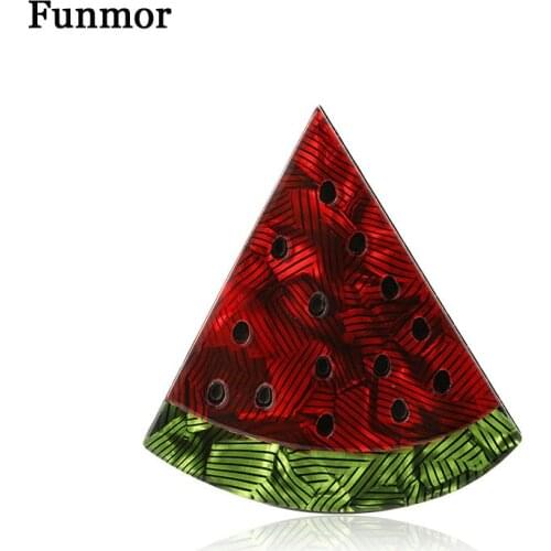 Funmor Summer Acrylic Watermelon Brooch Fruit Jewelry For Women Girls Holiday Party Accessories Collar Bag Pin Ornaments Gifts