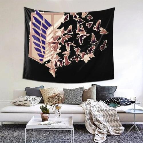 Titan Attack (15) Tapestry Anime Cartoon Kawaii Tapestry Wall Bedspread Bohemian Hanging Blanket For Living Room