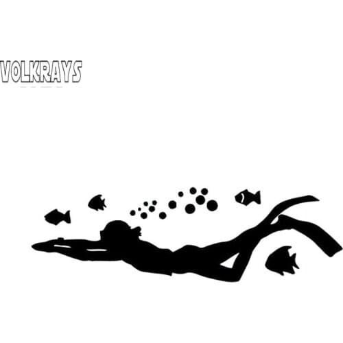 Volkrays Interesting Car Sticker Diving Diver Ocean Marine Accessories Reflective Waterprppf Vinyl Decal Black/Silver,4cm*15cm