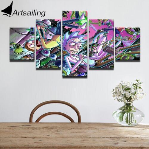 ArtSailing 5 piece canvas painting comedy animation posters canvas painting for living room free shipping XA2161C