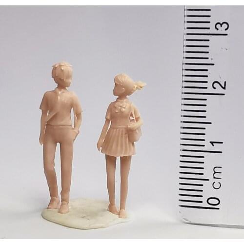 2pcs 1:64 Unpainted Boy and Girl Students Tiny People Layout Children Toy