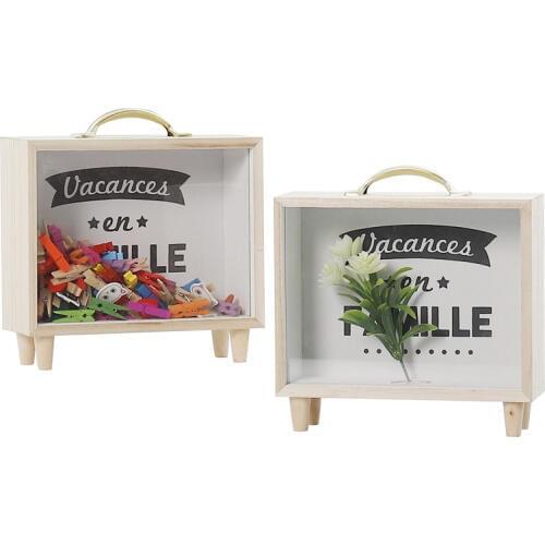 Creative Wooden Storage Box Transparent Home Sundries Organizer Storage Bin for gril gift Piggy Bank