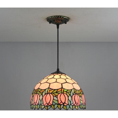 30cm Bedroom Lamp Restaurant Chandelier European-Style Tiffany Art Lamp 12-Inch Pastoral Tulip Tiffany