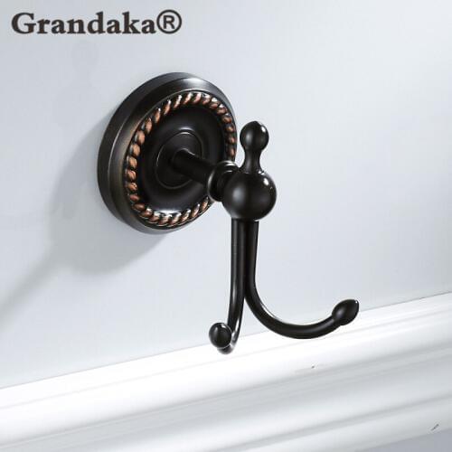 Brass Round Robe Hook Black Vintage Towel Hook Wall Mount Towel Robe Coat Hat Door Hanger Bathroom Hardware Accessory