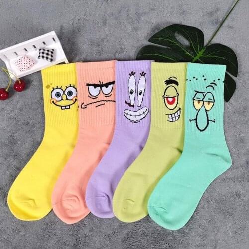 Cute cartoon character candy color medium tube casual student socks