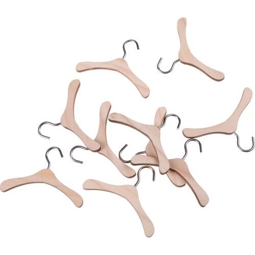 10Pcs Mini Clothing Hangers Closet Wardrobe Hanging Decoration Dolls Accessories 1/12 Scale Dollhouse Miniature Furniture