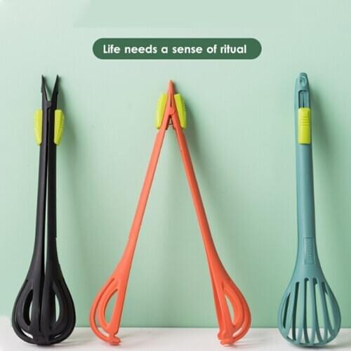 Multifunctional Egg Beater Food Tongs Manual Egg Whisk Pasta Spaghetti Spoon Mixer Salad Tools